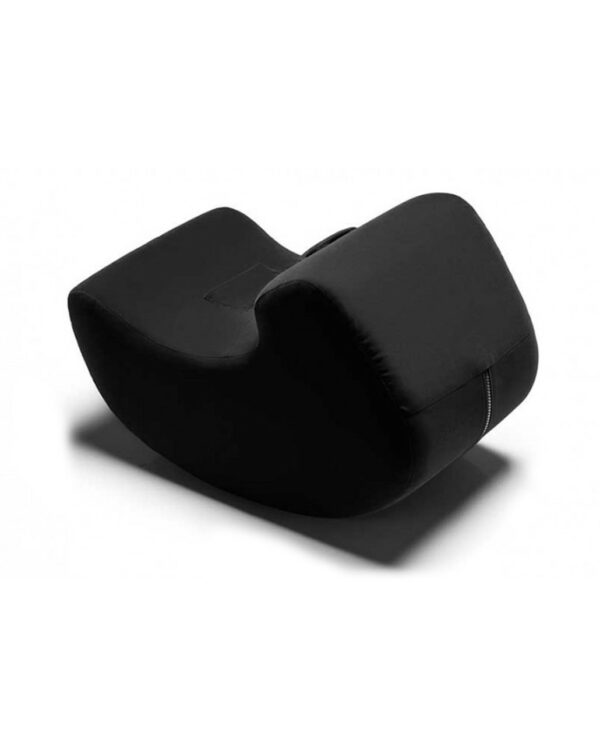 Curved black rocker mount from the side